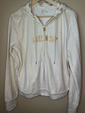 Green Bay Packers Women’s XL Couture Glitter & Metallic Zip Hoodie P2P 22”